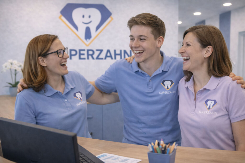 Kinderzahnarzt Unterföhring zeigt freundliches Praxisteam im Behandlungsraum